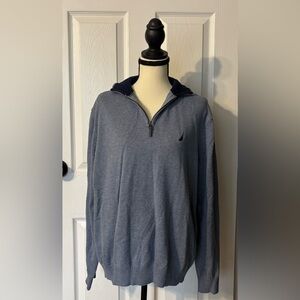 Nautica Quarter Zip Sweater Men’s Large Blue Knit Pullover